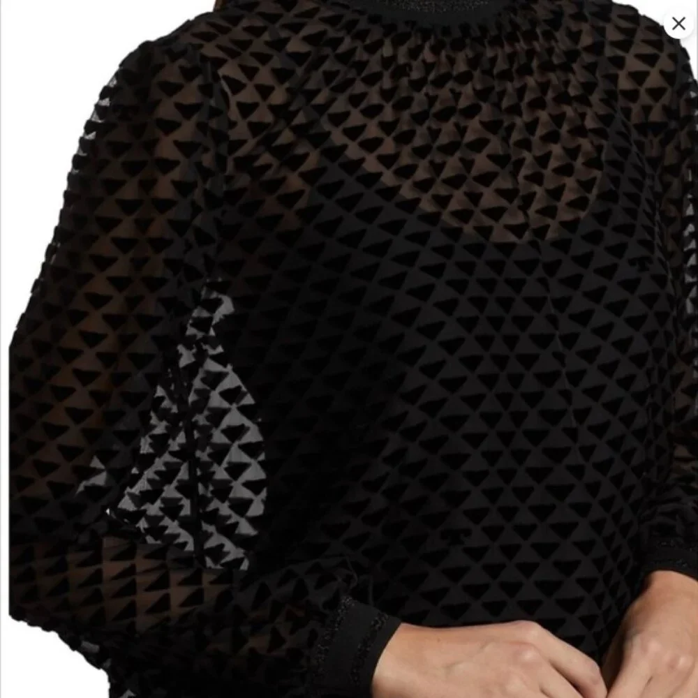 *NWT* Chic Tory Burch Sheer Velvet Burnout Blouse W/Triangle Geo Design Size 6
